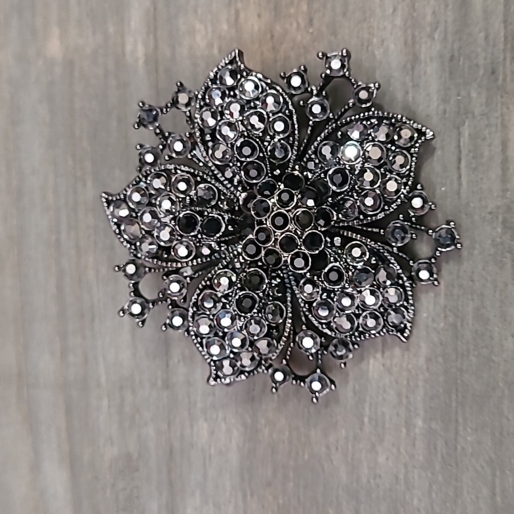 Black Rhinestone Brooch